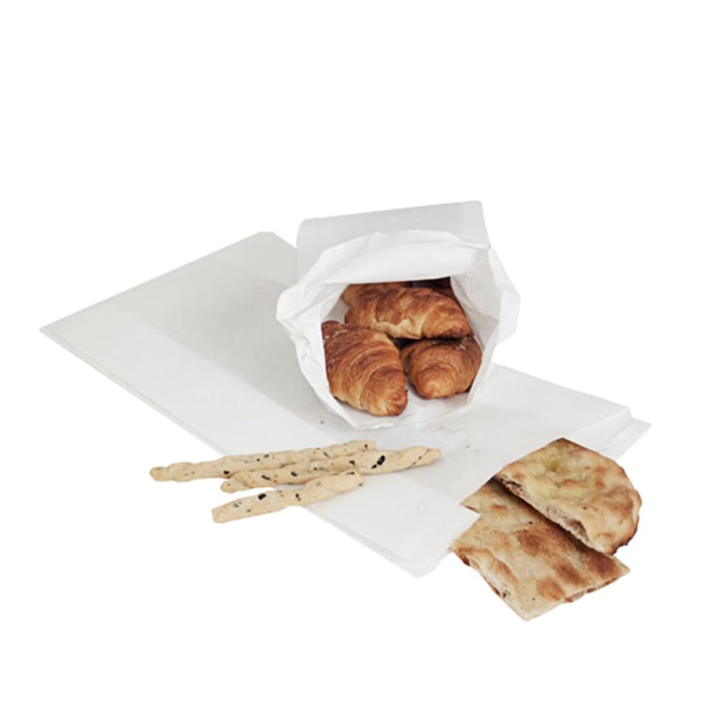 Palucart 1000 Sacchetti di Carta per Alimenti colore Bianco, misura 17x34 cm, Buste in carta Kraft per Trasporto di Cibi e Oggetti - M