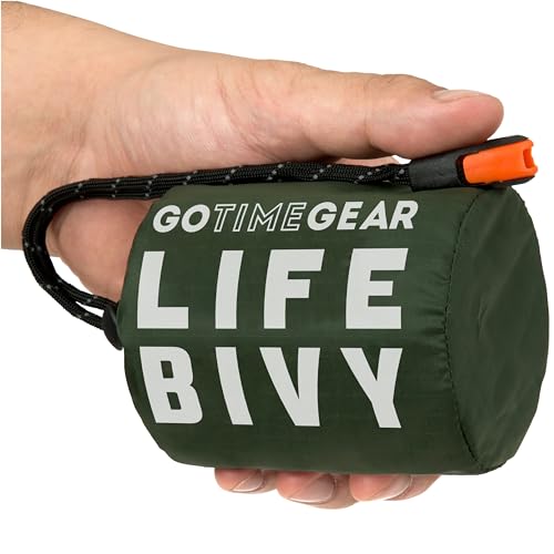 Go Time Gear Life Bivy Emergency Survival Sleeping Bag Thermal Bivy – Use as Emergency Bivy Sack, Survival Sleeping Bag, Mylar Emergency Blanket