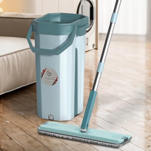 Image of UPC 360 Rotating Microfiber mop for Floor Cleaning Flat Mop for Home Cleaning Floor| Hands-Free Squeeze & Wash FlatMop System for Home (Green)