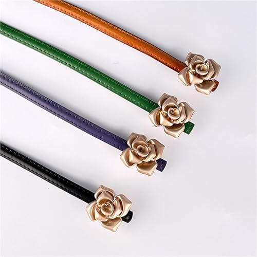 Women's Leather Thin Belt Women's Flower Waist Slim Belt4
