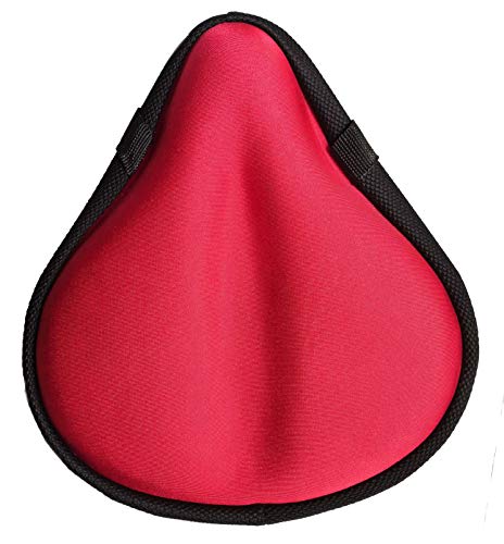 Kamay's Wide Gel Seat Cover Saddle Cushion Silicone Cushion Bicycle Seat Pad Cover Extra Padded Comfort for Exercise Stationary Cruiser or Spinning Cycling Red (26cmx24.5cm/10x9.6inch)