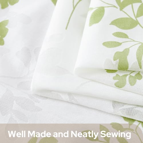 HOMEIDEAS Kitchen Curtains 36 Inch Length Tier Curtains, Printed Leaf Light Filtering Semi Sheer Cafe Small Drapes for Bathroom Short Window Living Room RV Camper, 2 Panels, White and Green by HOMEIDEAS - Used condition - Image 4