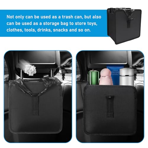 Image of Foldable Car Trash Can, Waterproof Large Capacity Automotive Hanging Trash Bin, Leakproof Auto Garbage Bag Storage Container for All Vehicles, Interior Car Accessories (Small)