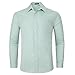HISDERN Mens Casual Dress Shirts Green Plaid Button Down Shirt Long Sleeve Formal Business Gingham Shirt for Men Wedding Party