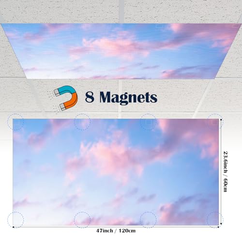 image for Kittmip 6 Pcs Fluorescent Light Covers for Ceiling Lights with 48 Magn