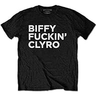 An official licensed unisex soft-style cotton Tee featuring the Biffy Clyro 'Biffy Fucking Clyro' design motif; This high quality t-shirt is available in a black colorway Short Sleeves soft-style cotton