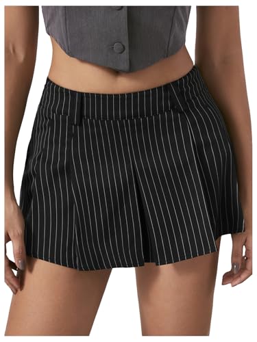 Milumia Women's Striped Low Waisted Pleated Mini Skirt Y2k Trendy Short Skater Skirts3
