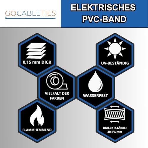 GOCABLETIES Purple Electrical Tape, 19mm x 20m, Strong Self-Adhesive PVC Insulation Tape for Insulating, Repairing and Protecting Electrical Wires, 1 Roll