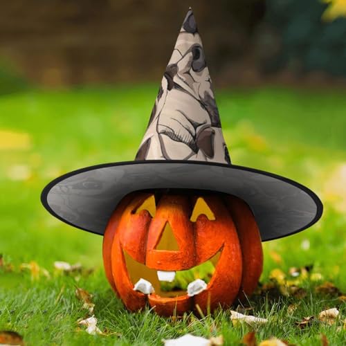 Chapeaux de sorcière à suspendre Halloween et décoration de cour avec motif carlin