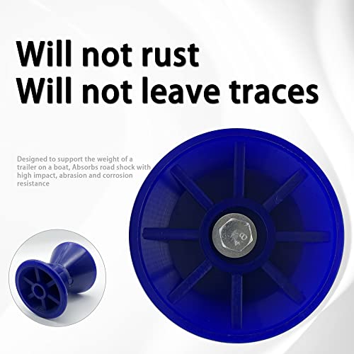 Colofulway 3" Boat Trailer Bow Bell Roller Assembly With 1/2" Shaft Fits 3 Inch Bracket, Poly(Blue) #TOP2