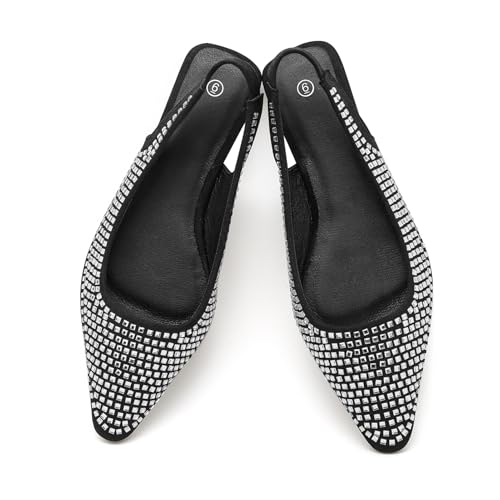 ADAMUMU Rhinestone Flats for Women Sparkly Crystals Ballerina Shoes Crystals Sparkly Mary Jane Flats Round Toe Buckle Strap Design Comfortable and Non Slip Sole Flat for Daily Wear and Work2