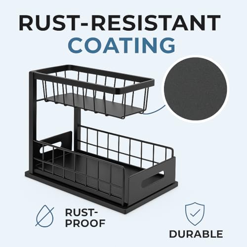 Organizador Bajo Fregadero USTECH, 2 Niveles, Organizador para Gabinete, Organizador para Baño, Pack de 2 miniatura 3
