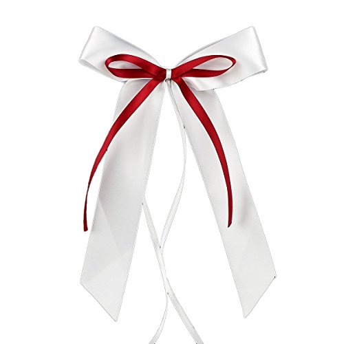 Miya@ hochwertige 30 Weiss & Weinrot Antenneschleifen aus Satin Autoschmuck Autoschleifen Deko Hochzeit Party Cover