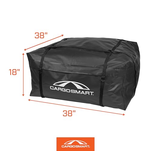 CARGOSMART CargoSmart Soft Sided Car Top Cargo Bag, 38”x38”x18” – Adds up to 15 Cubic Feet of Storage – Easily Mounts to Vehicle’s Roof Rack or Roof Top Basket – Heavy-Duty Vinyl, Black - Thumbnail 6