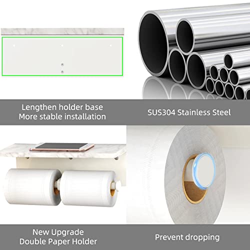 White-Toilet-Paper-Holder-with-Shelf-New-Upgrade-Double-Toilet-Paper-Holder-with-Storage-Marble-Roll-Toilet-Paper-Wall-Mount-for-Bathroom-Washroom White Toilet Paper Holder with Shelf New Upgrade Double Toilet Paper Holder with Storage Marble Roll Toilet Paper Wall Mount for Bathroom Washroom