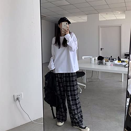 Harajuku Plaid Pants Ladies Casual Oversized 3XL Loose Wide-Leg Pants Retro Girls Hip-hop Wild Men and Women Street4