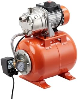3/4 HP Shallow Well Jet Pump with 5-Gallon Pressure Tank – Stainless Steel, 130Ft Lift, 20Ft Suction, Automatic Pressure Switch (19/38 PSI) for Home, Farm, Garden Irrigation & Water Transfer