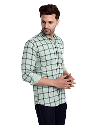 Image of Majestic Man Slim Fit Cotton Casual Check Shirt for Men