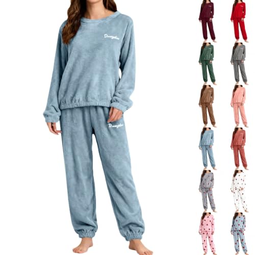 Fleece Pajamas Women 2 Piece Soft Cozy Long Sleeve Top and Pants Lounge Set - image 1