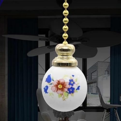 Image of Ceiling Fan Pull Chain, 12 Inches Handle Ceramic Zipper Extension Chandelier Ceiling Fan Zipper 2pcs