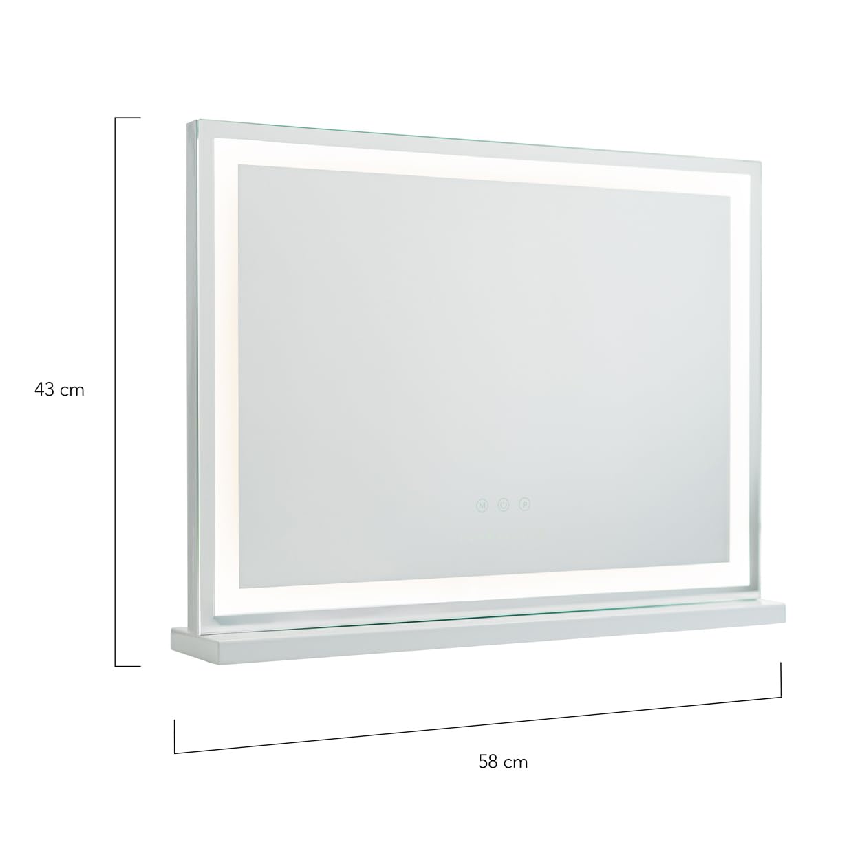 Flamingueo Specchio Trucco con Luci - Striscia LED - 3 Modi di Luce - Intensità Regolabile - Controllo Tattile - Vanity Mirror - Bianco - 58x12x43cm