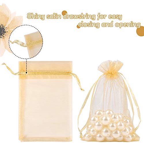 HRX 100pcs Gold Organza Gift Bags
