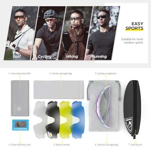 Image of Cycling Glasses, TR90 Unbreakable Frame Polarized Anti-UV400 Sports Sunglasses