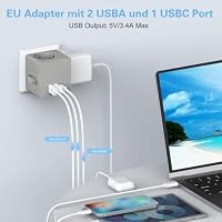 Steckdosenwürfel ohne Kabel, Steckdosenadapter mit USBC für DE/NL/ES/SE/FR, 4000W Cube Mehrfachsteckdose mit 3 USB, 3 Fach Mehrfachstecker für Steckdose mit Überspannungsschutz & Kindersicherung – Ansicht 3