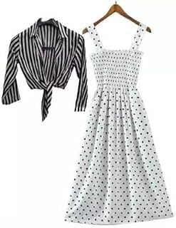 NATURE CRAFT Western Casual Polka Dot Printed Polycrepe Knee Length Short One Strap Western Dress for Women/Girls Price In India