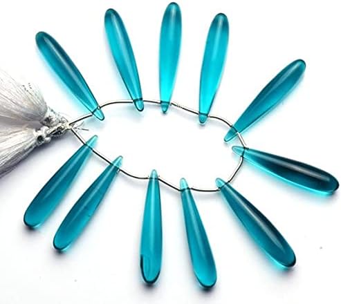 1 Strand Blue Apatite (6 Pieces) Color Hydro Quartz Smooth 7x35MM Approx. Long Teardrop Shape Briolettes Beads 5" Long