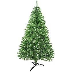 Solagua Árbol de Navidad Artificial Abeto de Hoja Espumillón 120-210cm Arboles C/Soporte Plástico (Verde Brillo, 120cm 184Tips)