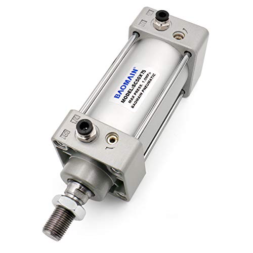 Baomain Pneumatic Air Cylinder SC 50 x 75,PT 1/4, Bore 2 inch(50mm), Stroke 3 inch(75mm),Dual Action 1 Mpa,for Industrial Machinery