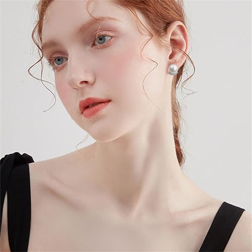 MALOYANVE Diamond Pearl Earrings Minimalist Elegant Rhinestone White and Black Lightweight Stud Earrings for Brides Bridesmaids Prom Wedding Bridal Jewelry Gifts (White) by MALOYANVE - Used condition - Image 4