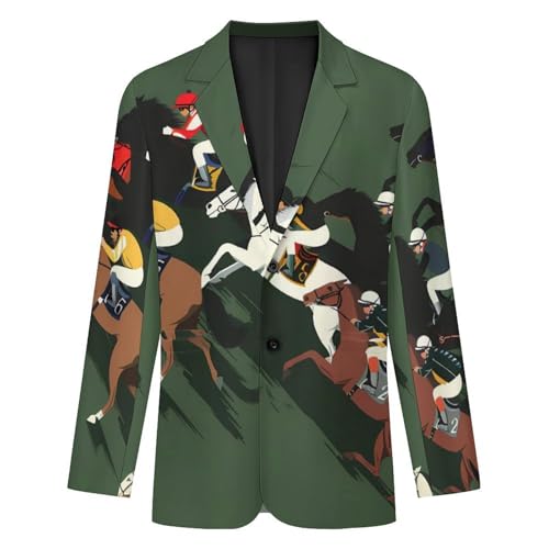 Race Horse Horserace Casual Suits Jackets for Men Two Buttons Business Coat Wedding Dinner Party3