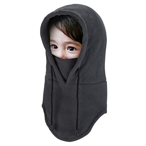 joyoldelf Pasamontañas para Niños Pasamontañas Termico de Lana Balaclava Frío Máscara de Esquí Máscara Sombrero para Ciclismo Esquí Motocicletas Bicicletas al Aire Libre Invierno (Gris)