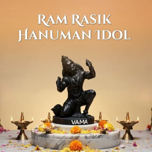 Image of VAMA Siddh Hanuman Idol for Car Dashboard | HanumanJi Ki Murti | Hanuman Murti for Home Puja | 8 cm Height, Orange Black, 3D Printed, UV Resin | God Idols for Car Dashboard, Mandir, Office