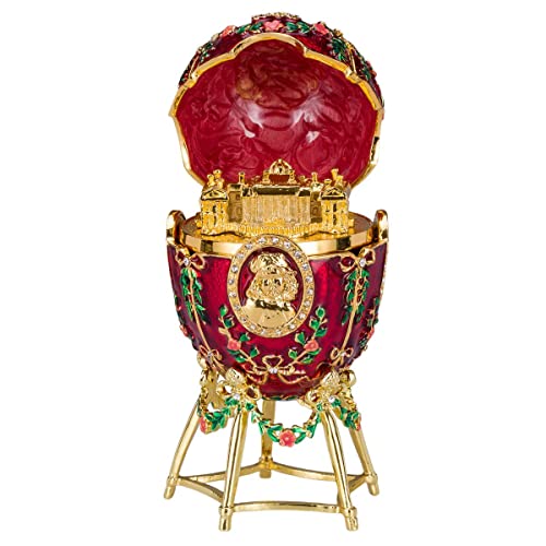 danila-souvenirs Glamorous Style Alexander Palace Easter Egg Trinket Jewel Box 14 cm red, 15 cm