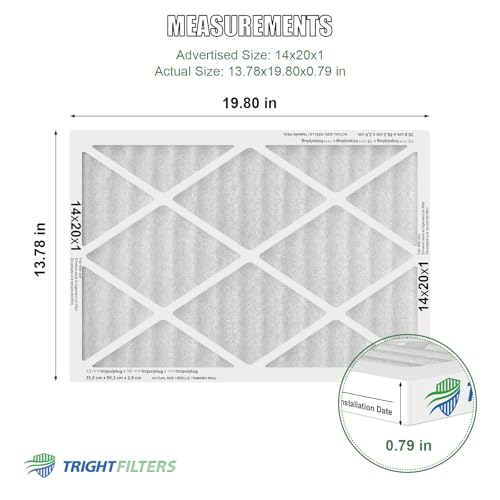 Image of TRIGHTFILTERS 14x20x1 Air Filter 4 Pack, MERV 8 Pleated HVAC Furnace Filter