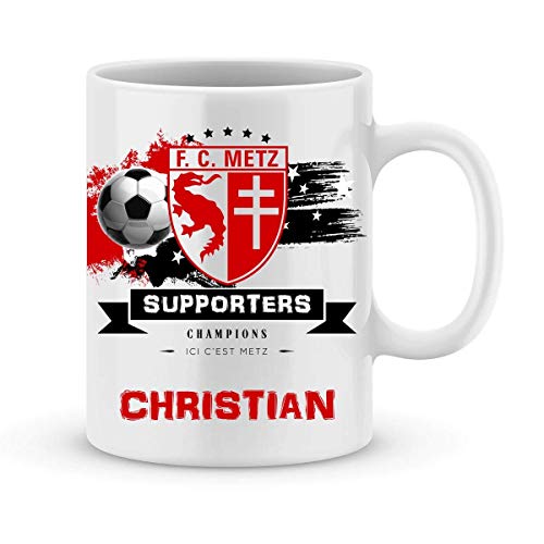 Mug de foot FC METZ personnalisé prénom pour vibrer à Saint Symphorien