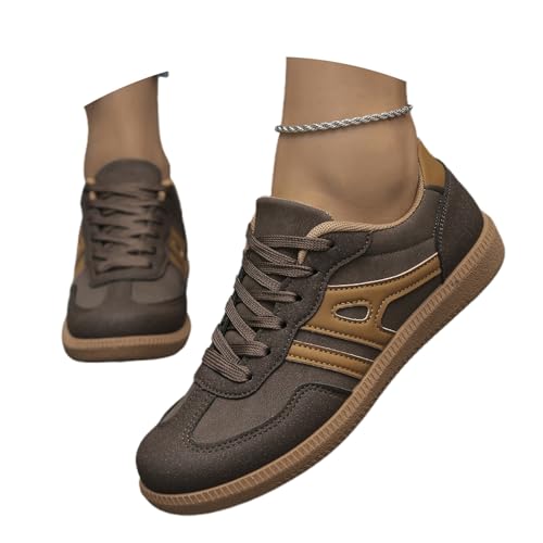 Zapatillas Caminar Mujer Zapatillas de Plataforma Informales, de Moda otoñal, para Caminar, Deportivas, cómodas, con Cordones y Suela Ligera (Coffee, 36)