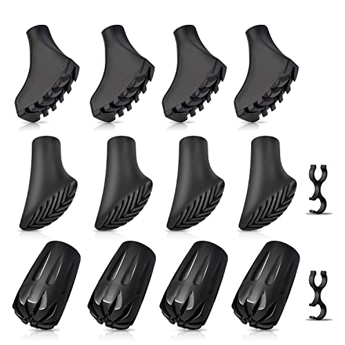FRECOO Lot de 12 / 6 paires de bâtons de marche nordique en caoutchouc - Pour tous les bâtons de marche nordique courants - Bâtons de randonnée - Bâtons de trekking d'un diamètre de 11 mm Cover