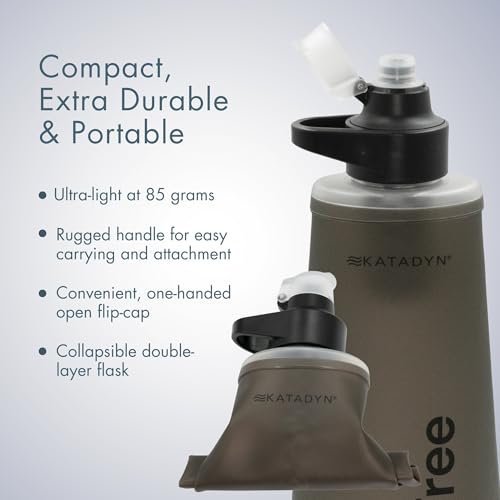 Katadyn BeFree AC 1L Soft Water Filter Bottle – Black, Double-Layer Ultralight & Collapsible Flask, First-of-Its-Kind Activated Carbon Filter Improves Taste, Ideal for Hiking, Travel & Emergencies