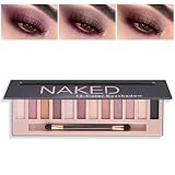 NVLEPTAP 12 Colors Naked Eyeshadow Palette,nude Eyeshadow Palette,Natural Shimmer Glitter Eyeshadow Palette,Eye Shadow Palette with Brush,Waterproof & Long Lasting Smokey Eye Makeup(Shimmer)