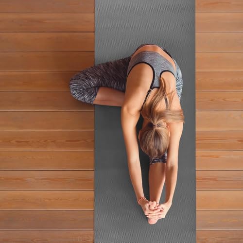 Image of Yoga Mats For Women and Men Exercise For Home Workout Gym Anti Slip EVA Material Yoga Mat 4Mm For Kids Gym Mats (Grey, 4 mm)