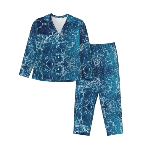 Pyjama manches longues femme XXL ample et boutonné anti-serrage