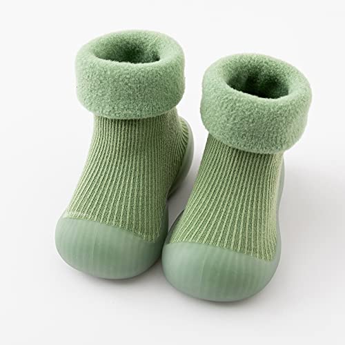 Toddler Baby Solid Warm Cotton Knit Sock Shoes Boys Girls Soft Sole Rubber Slipper Stocking Soft Shoes3