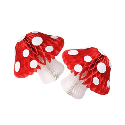 MAGICLULU 2 pièces Décorations Papier Champignon Boule Alvéolée Rouge pour Anniversaires et Mariages Décoration Suspendue Originale pour et Événements Thématiques