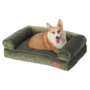 FUKUMARU Panier Chiens Chats, Coussin Chien Dehoussable et Lavable, Lit pour Chien Grande Taille, Canapé Antidérapant pour Chiens et Chat, 93 x 63 x 22 cm, Vert