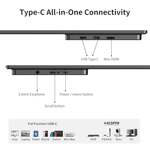 Image of 15.6'' 4K Travel Monitor,UHD Laptop Screen Extender | 4K UHD 3480x2160 resolution, 350nits brightness, HDR support USB-C connected, dual speakers ,9.1mm thin, 26.5oz
