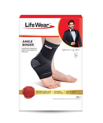 Image of LifeWear Ankle Binder Support for Pain Relief, Provides Optimum Compression for Stability and Strength, Soft and Comfortable, Adjustable Strap, Anti-slip Design, Ankle Support for Men and Women, Size (S)